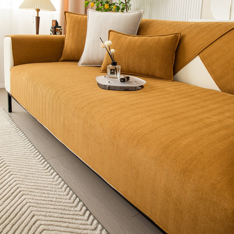 Chenille Sofaschoner mit Fischgrätstruktur – VeluraShield