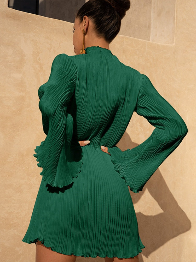 Plissee Flare Kleid - Liva