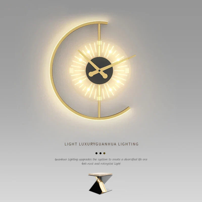 Moderne Gouden Lichtgevende Klok - Elysium