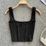 Rückenfreies, kurzes Tanktop in Uni-Farbe – Zayra