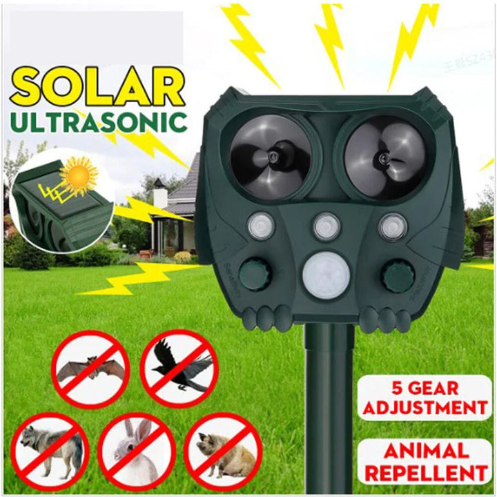 Solar-Ultraschall-Tierabwehr mit PIR-Sensor und Blinklicht – GuardPet