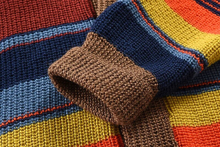 Knitted Men's Cardigan with Color Block and Geometric Pattern – Leandro