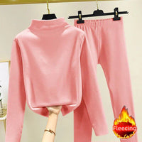 Zweiteiliges Damen-Winterset mit Fleece-Pullover und Hose – Eva