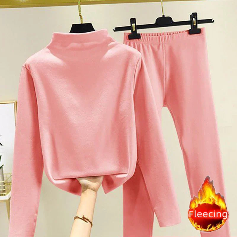 Zweiteiliges Damen-Winterset mit Fleece-Pullover und Hose – Eva