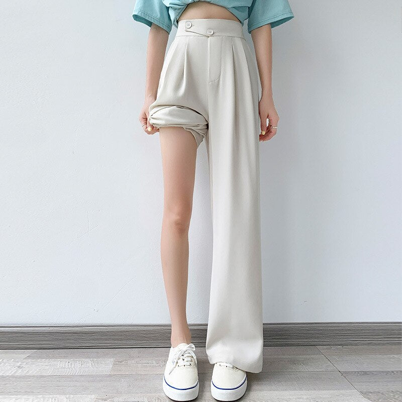 Casual Hoge Taille Damesbroek met Wijde Pijpen - Emilia