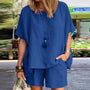 Trendiges Zweiteiliges Leinen-Damen-Sommer-Set mit Shorts – Nayla