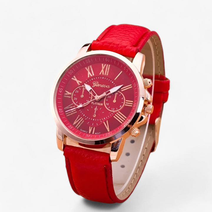 Luxuriöse wasserdichte Damenarmbanduhr mit Lederband – Camille