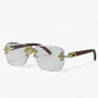 Randlose Steampunk Sonnenbrille mit Metallakzenten – Nirex