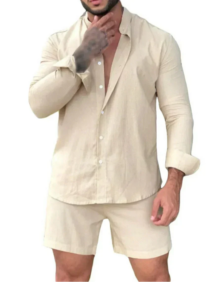 Luftiges & Stilvolles Zweiteiliges Herren-Sommer-Set mit Hemd & Shorts – Marlo