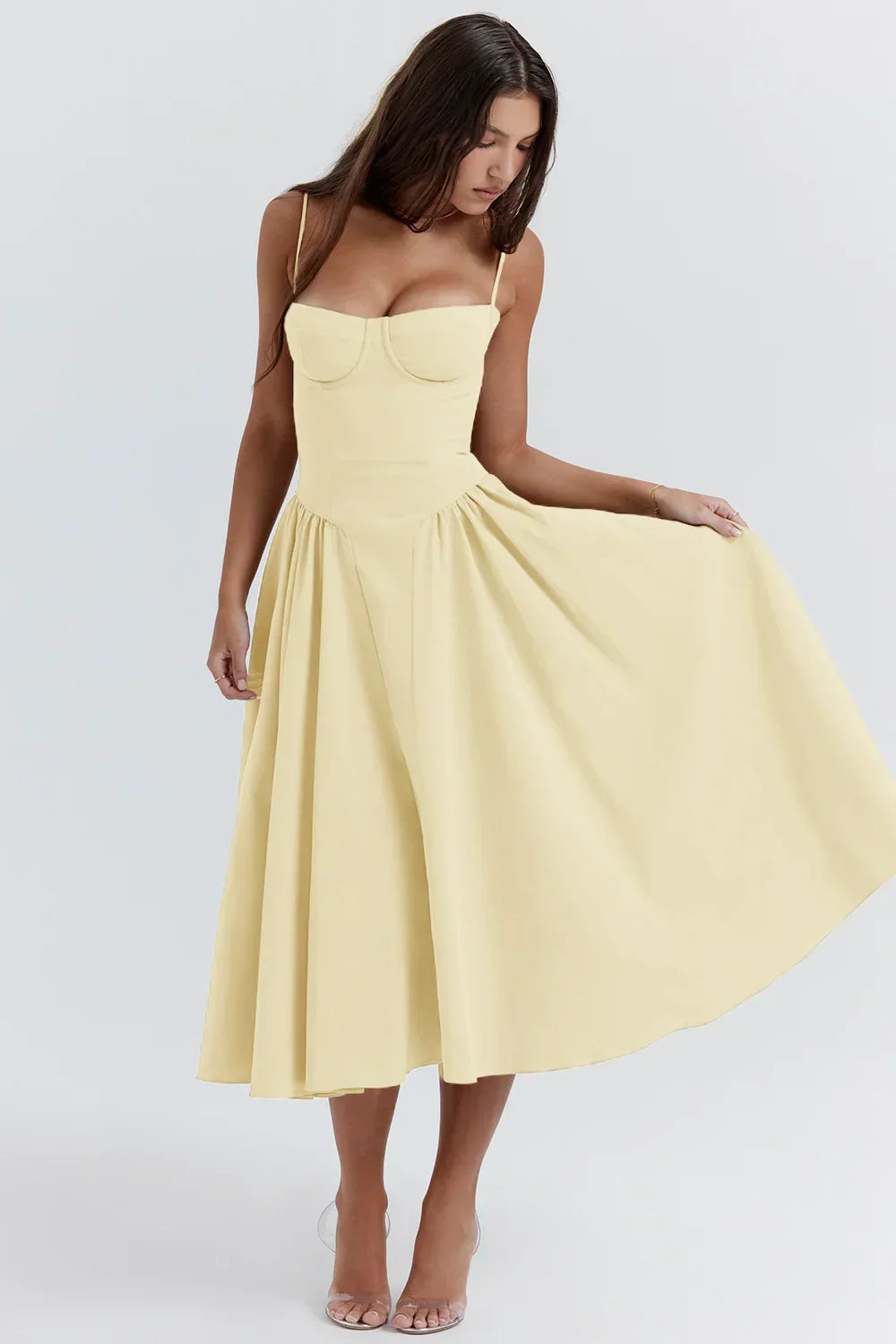 Stilvolles Sommerkleid mit Spaghettiträgern und Taillenkorsett - Mira