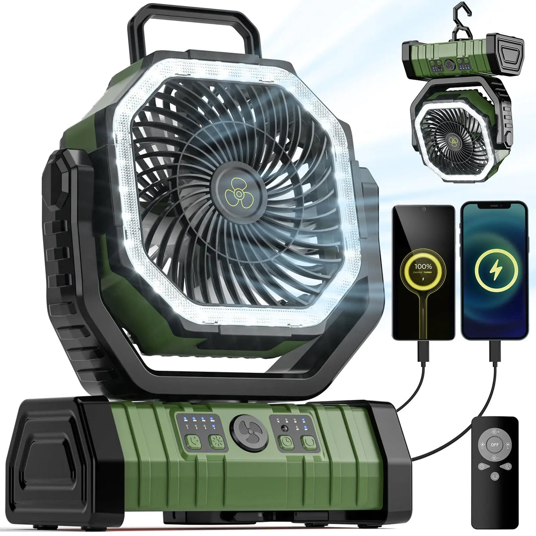 Campingventilator mit 20.000mAh Akku, LED-Lampe & Fernbedienung – AirMate