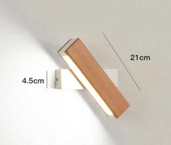 Productfoto van de draaibare lamp met witte steun, met maataanduiding van 21 cm lengte en 4,5 cm hoogte. 4