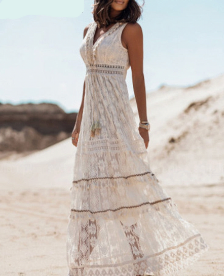 Elegantes Langes Kleid | Bequemes Weißes Maxikleid
