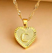 Goldene Initial Herz Anhänger Kette - Amara