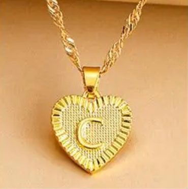 Goldene Initial Herz Anhänger Kette - Amara