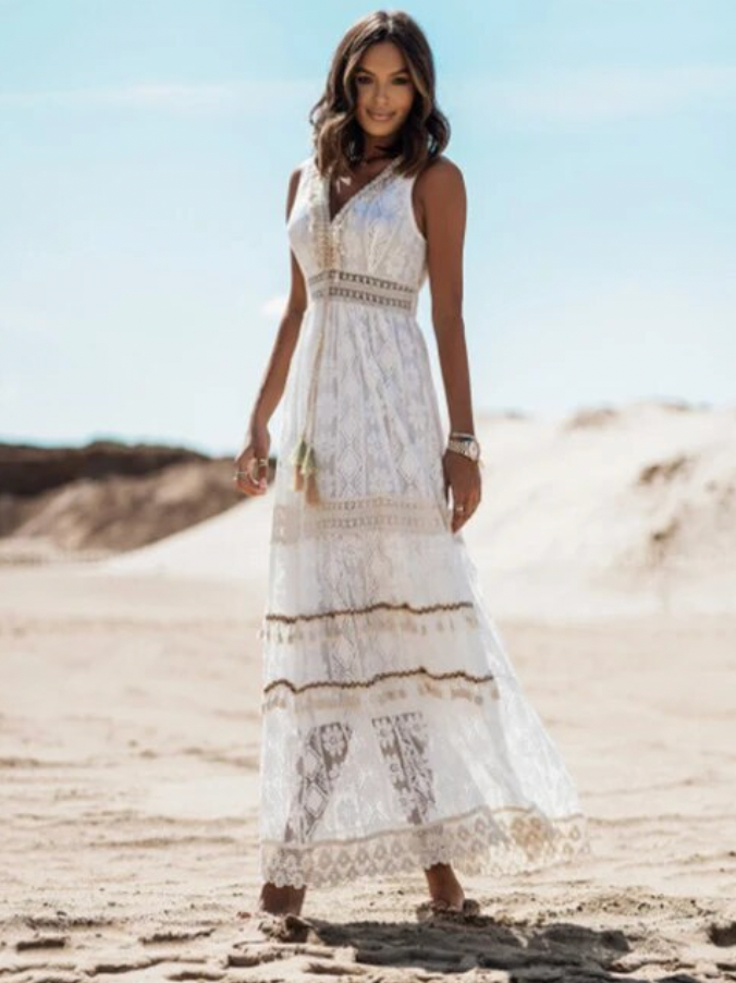 Elegantes Langes Kleid | Bequemes Weißes Maxikleid
