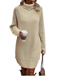 Stilvolles Gestricktes Kleid mit Rollkragen – Maris