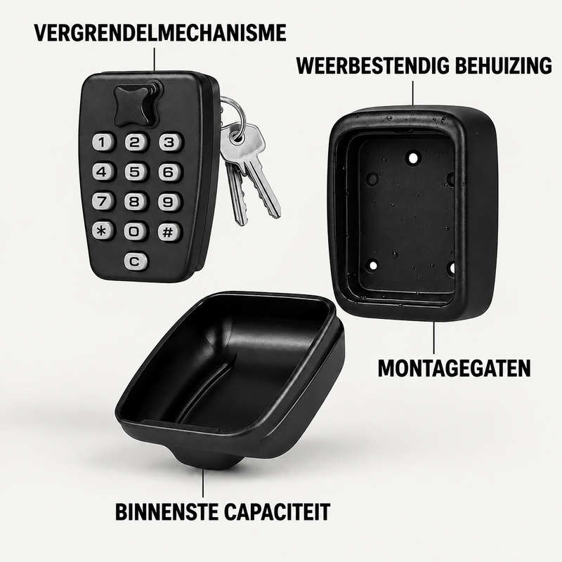 Schlüsselsafe mit Code | Wetterfestes Metall | Einstellbares Kombinationsschloss