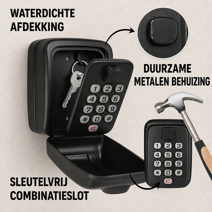 Schlüsselsafe mit Code | Wetterfestes Metall | Einstellbares Kombinationsschloss