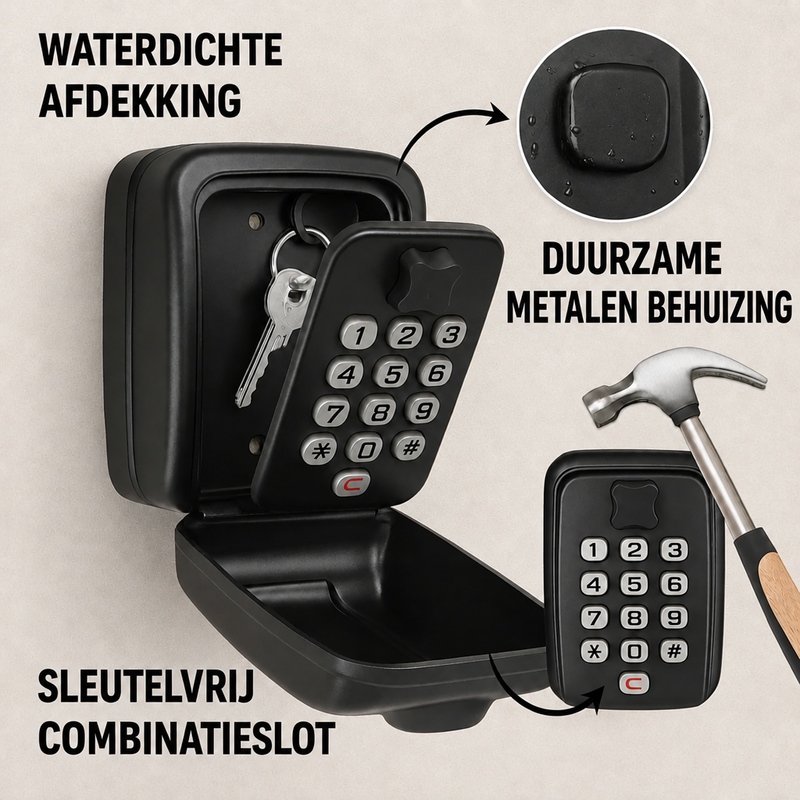 Schlüsselsafe mit Code | Wetterfestes Metall | Einstellbares Kombinationsschloss
