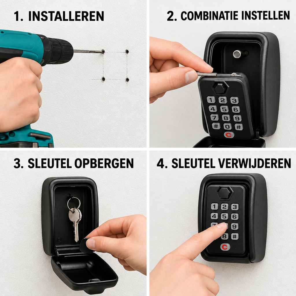 Schlüsselsafe mit Code | Wetterfestes Metall | Einstellbares Kombinationsschloss