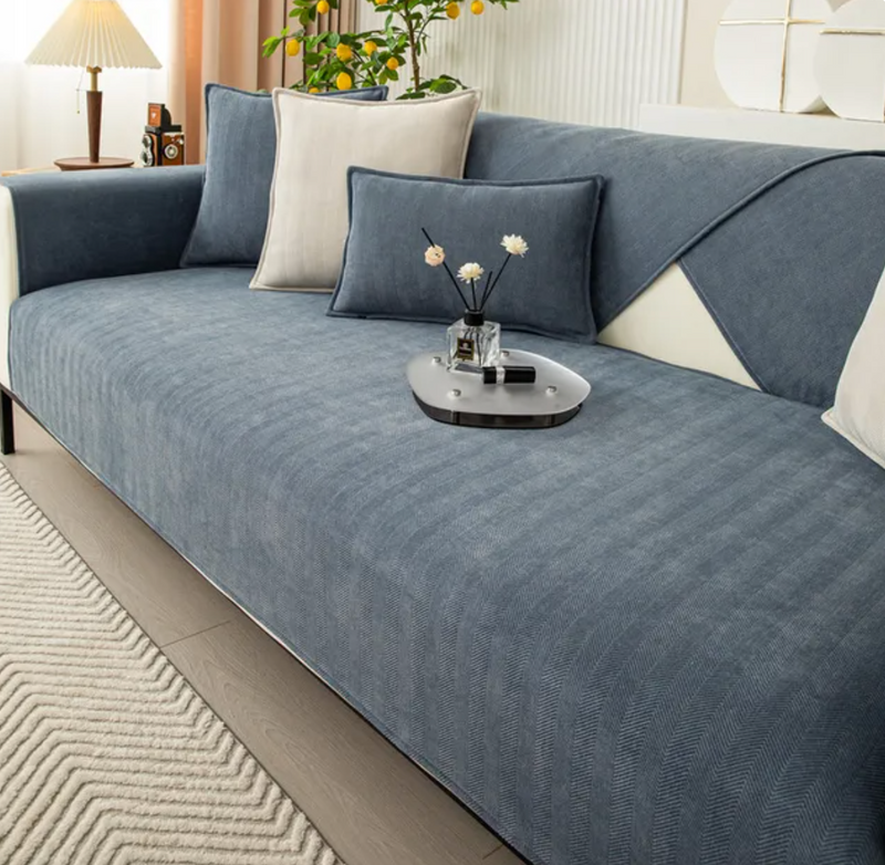 Chenille Sofaschoner mit Fischgrätstruktur – VeluraShield