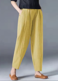 Damen-Sommerhose aus Leinen-Baumwoll-Mischung mit elastischem Bund – Clara