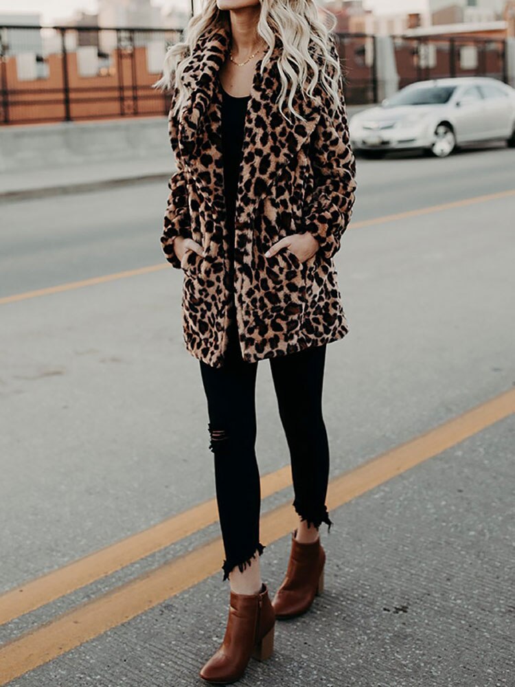 Damen Wintermantel mit Leopardenmuster - Sofia