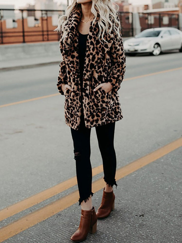 Damen Wintermantel mit Leopardenmuster - Sofia