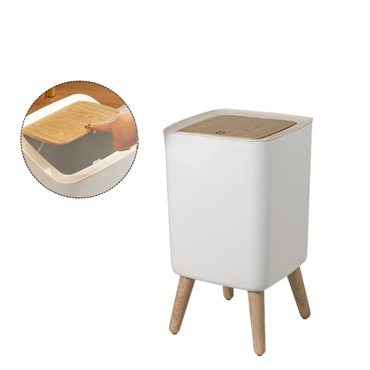 Wooden Tall Waste Bin with Push-on Lid – EcoBin