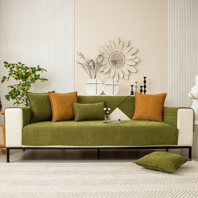 Chenille Sofaschoner mit Fischgrätstruktur – VeluraShield