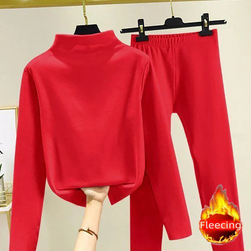Zweiteiliges Damen-Winterset mit Fleece-Pullover und Hose – Eva