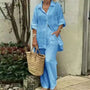 Luftige & Stilvolle Oversize Leinen-Damen-Kombination mit Bluse und Hose – Amaris