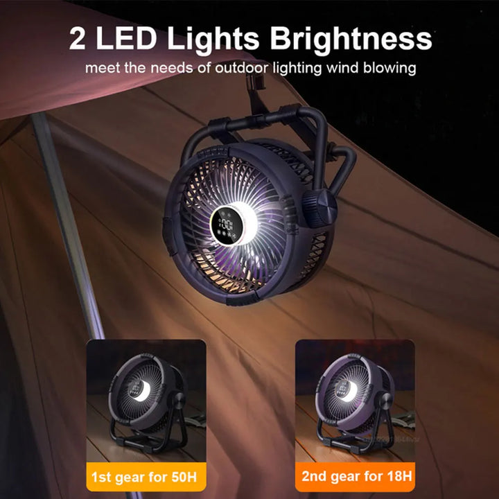 Camping Fan with 20,000mAh Battery, LED Light &amp; Remote Control – WindMate