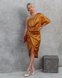 Trendiges Satin-Ein-Schulter-Kleid - Isabella