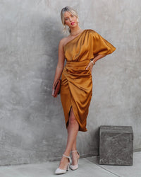 SilkGlam One-Shoulder Dress