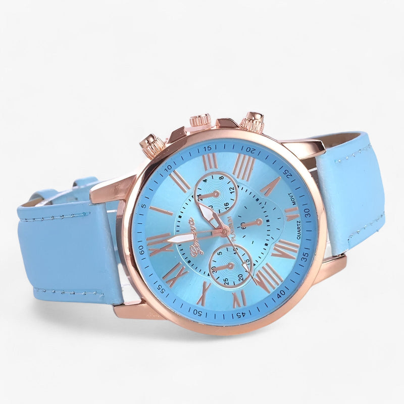 Luxuriöse wasserdichte Damenarmbanduhr mit Lederband – Camille