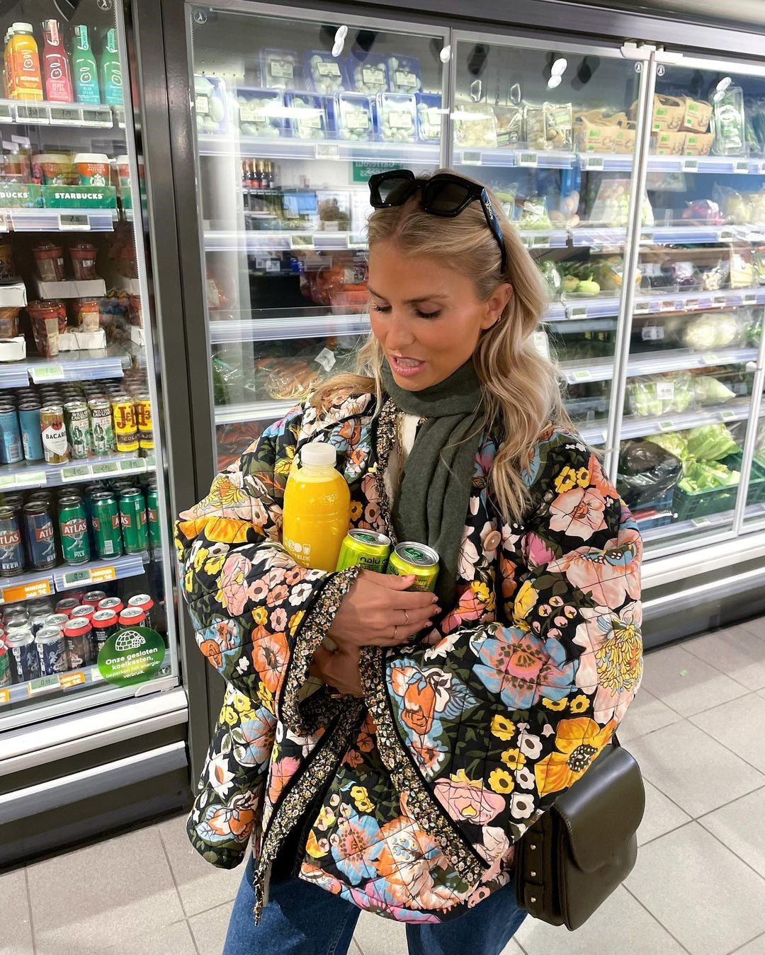 Gefütterte Damenjacke mit Blumenmuster - Evelyn