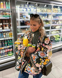 Gefütterte Damenjacke mit Blumenmuster - Evelyn