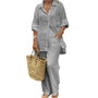 Luftige & Stilvolle Oversize Leinen-Damen-Kombination mit Bluse und Hose – Amaris