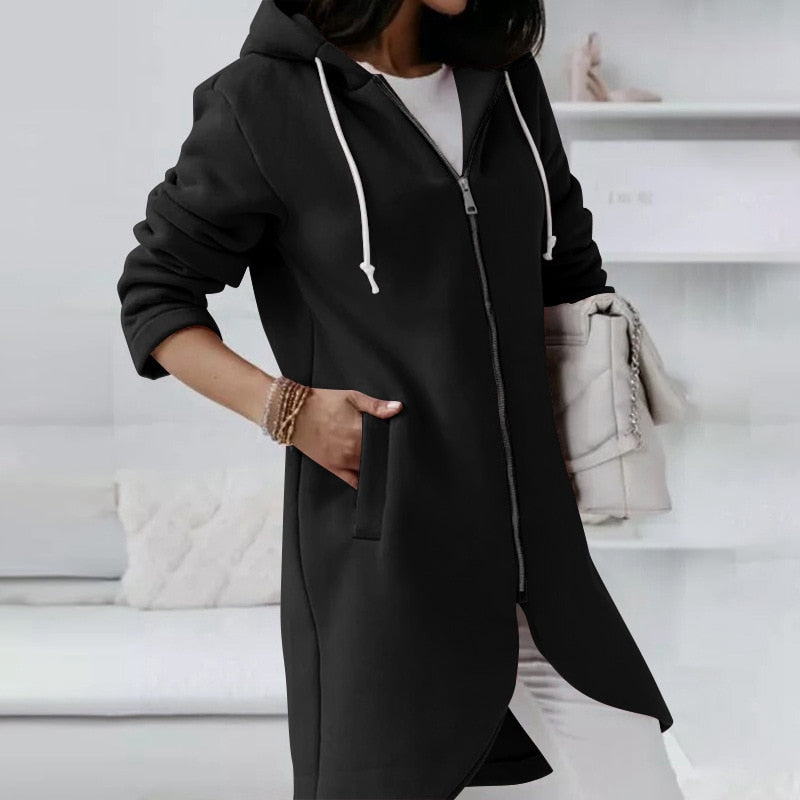 Damen-Hoodie-Weste mit Reißverschluss und Kapuze – Shaly