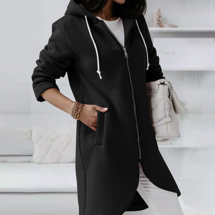 Damen-Hoodie-Weste mit Reißverschluss und Kapuze – Shaly
