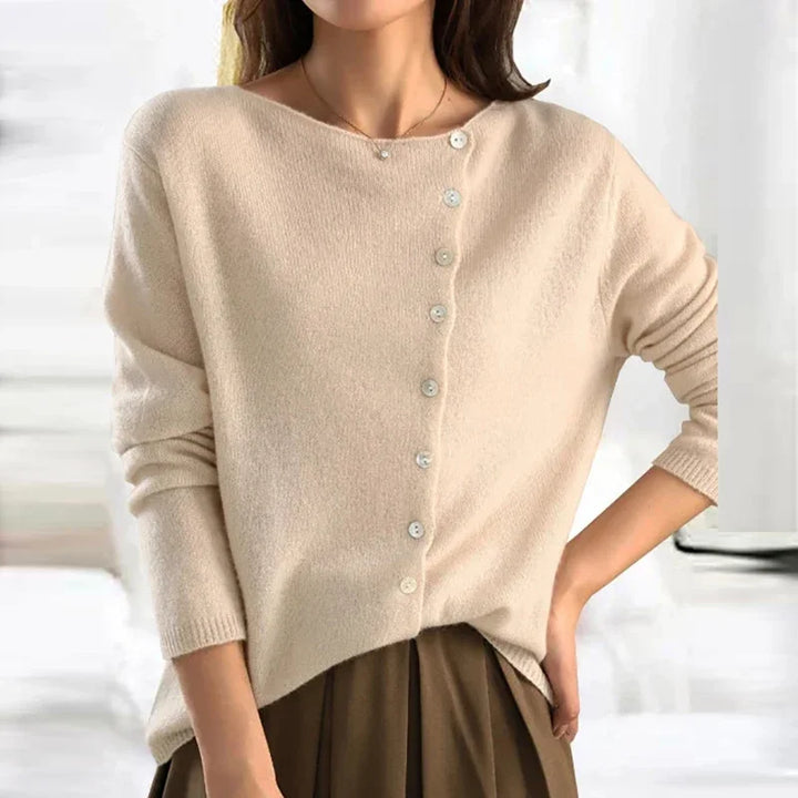 Fashionable Sweater with Stylish Button Closure - Elisa