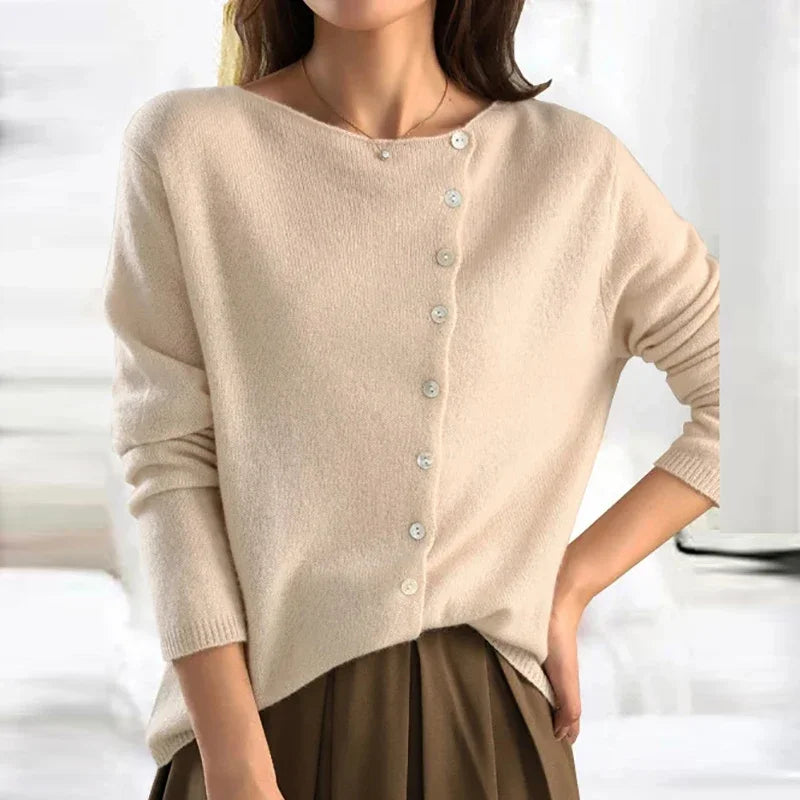 Fashionable Sweater with Stylish Button Closure - Elisa
