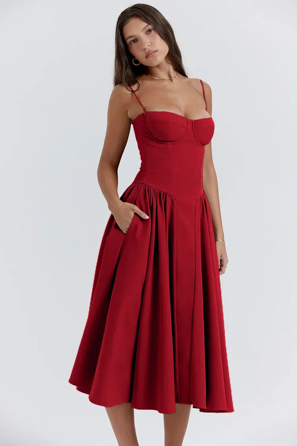 Stilvolles Sommerkleid mit Spaghettiträgern und Taillenkorsett - Mira