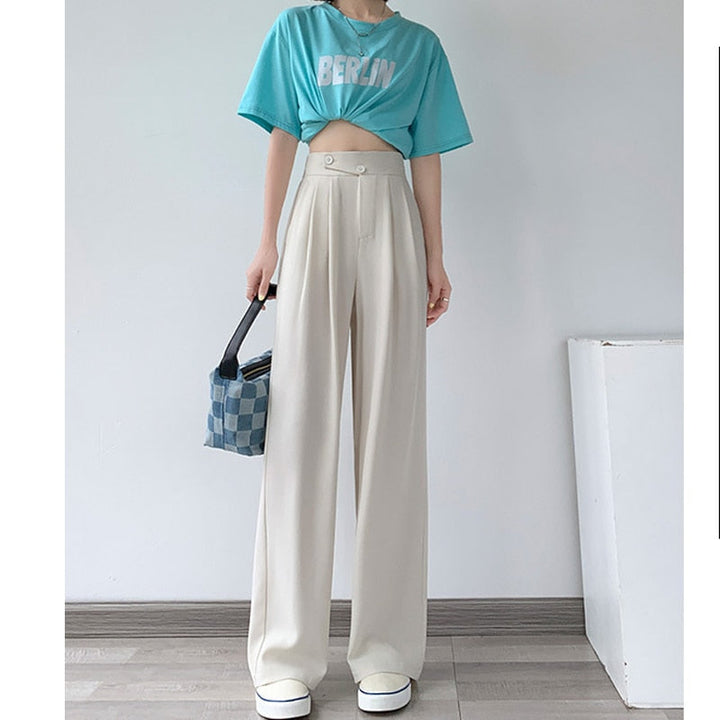 Casual Hoge Taille Damesbroek met Wijde Pijpen - Emilia
