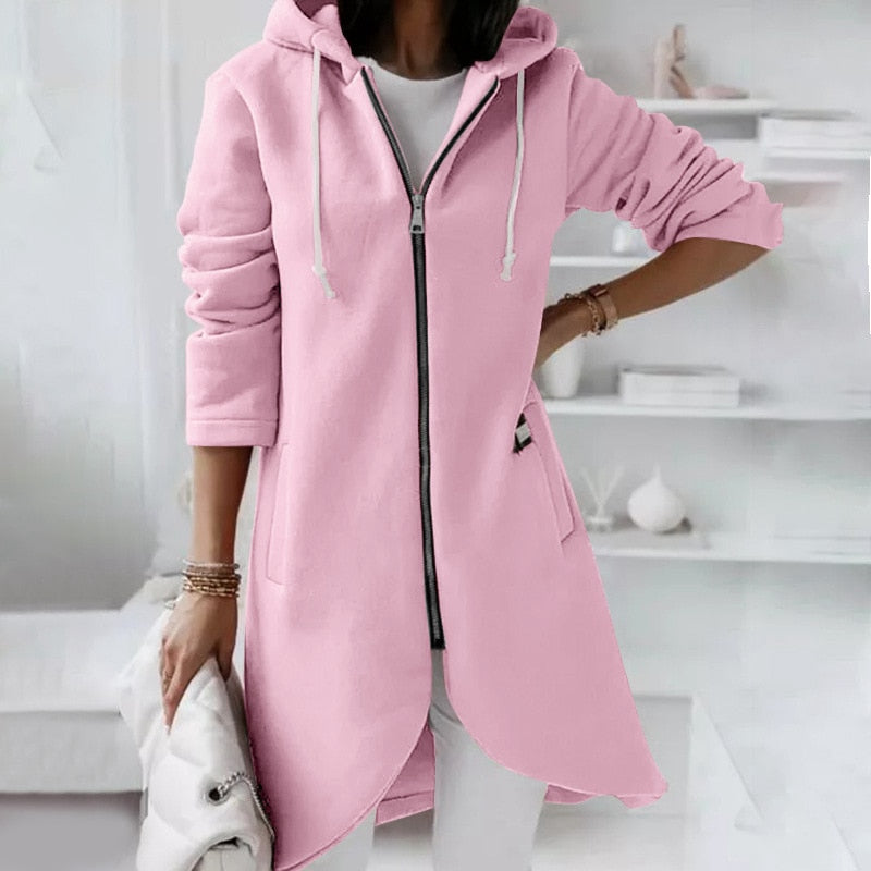 Damen-Hoodie-Weste mit Reißverschluss und Kapuze – Shaly