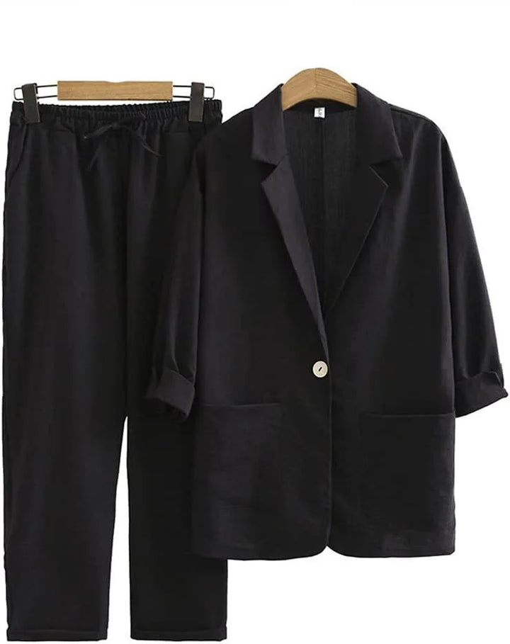 Luftiges & Stilvolles Zweiteiliges Damen-Set mit Jacke und Gerader Hose – Sorella
