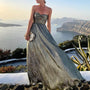 Maxi-Sommerkleid mit V-Ausschnitt und Taillenakzent – Rosa