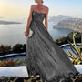 Maxi-Sommerkleid mit V-Ausschnitt und Taillenakzent – Rosa